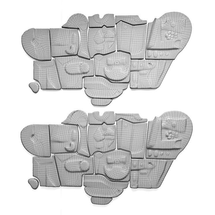 Olivia Cognet cubist relief wall panel Low-poly 3D model_5