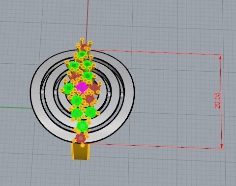 YD246 gold and diamond ring 3D print model_6