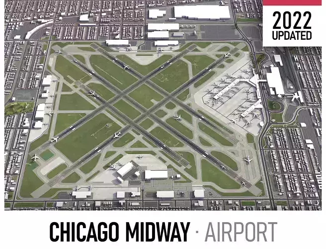 Chicago Midway Airport Low-poly 3D model