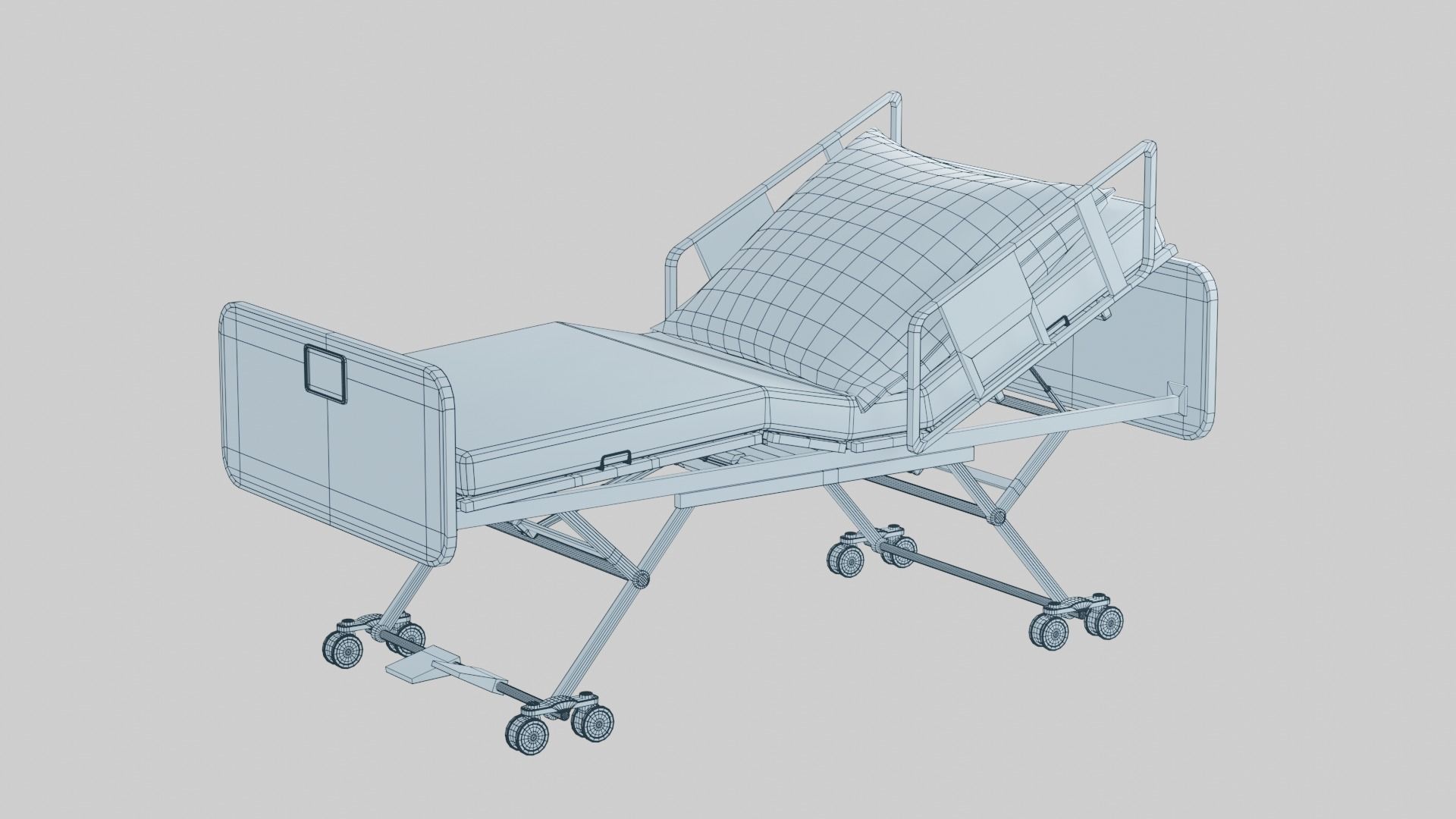 Hospital Bed Low-poly 3D model_15