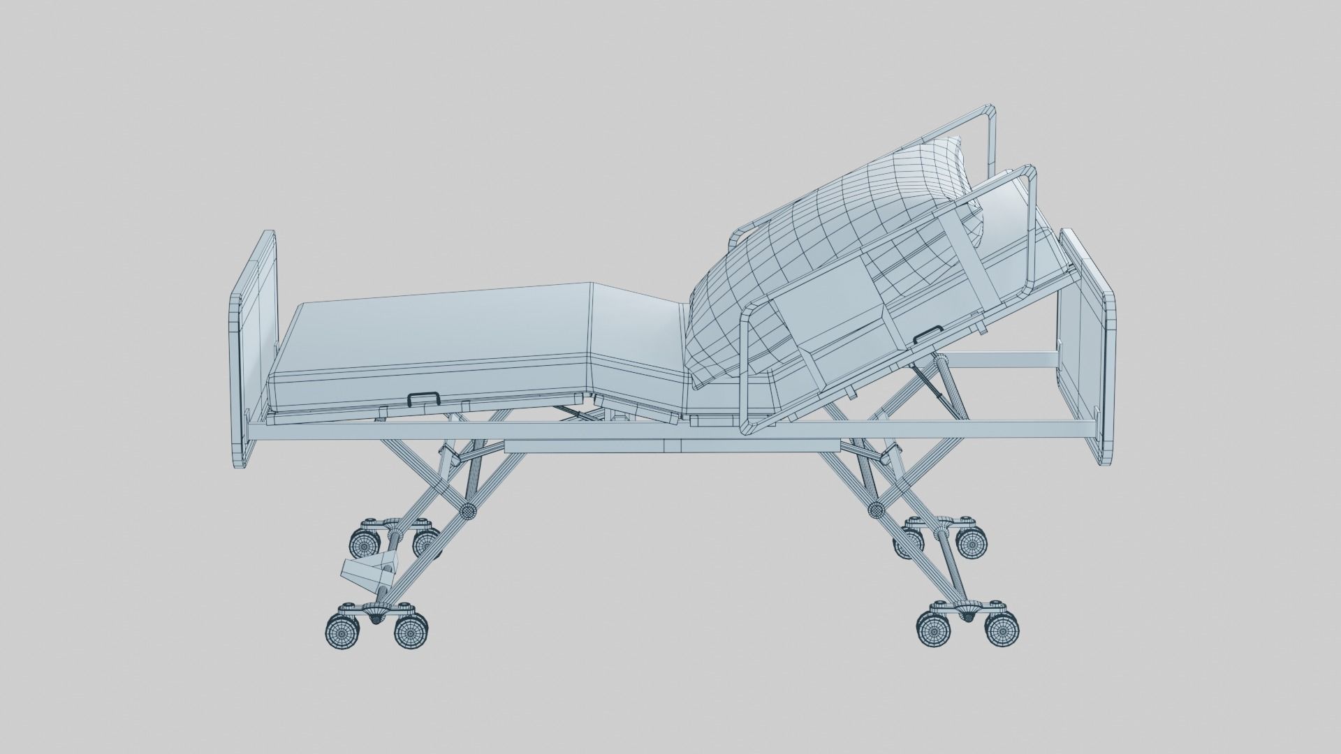 Hospital Bed Low-poly 3D model_16