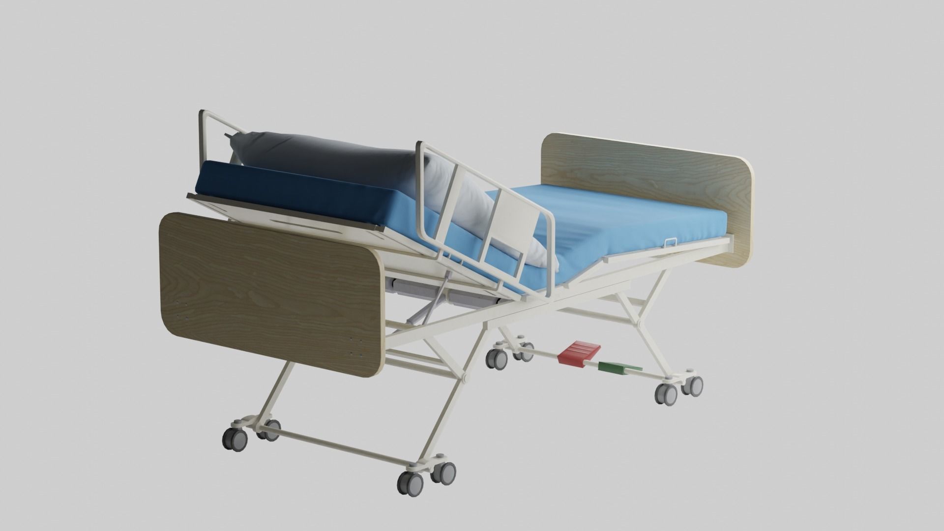 Hospital Bed Low-poly 3D model_8