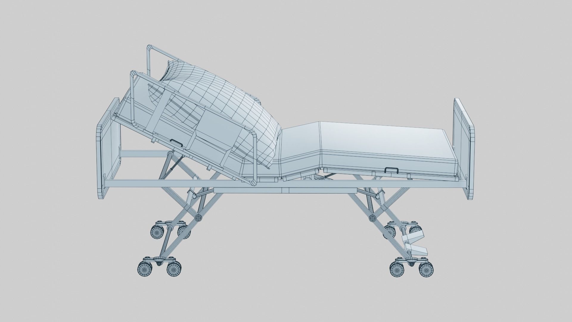 Hospital Bed Low-poly 3D model_19