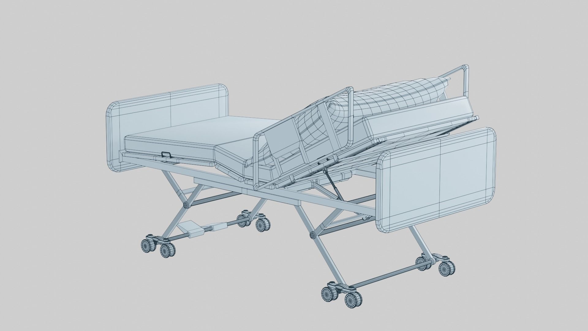 Hospital Bed Low-poly 3D model_17