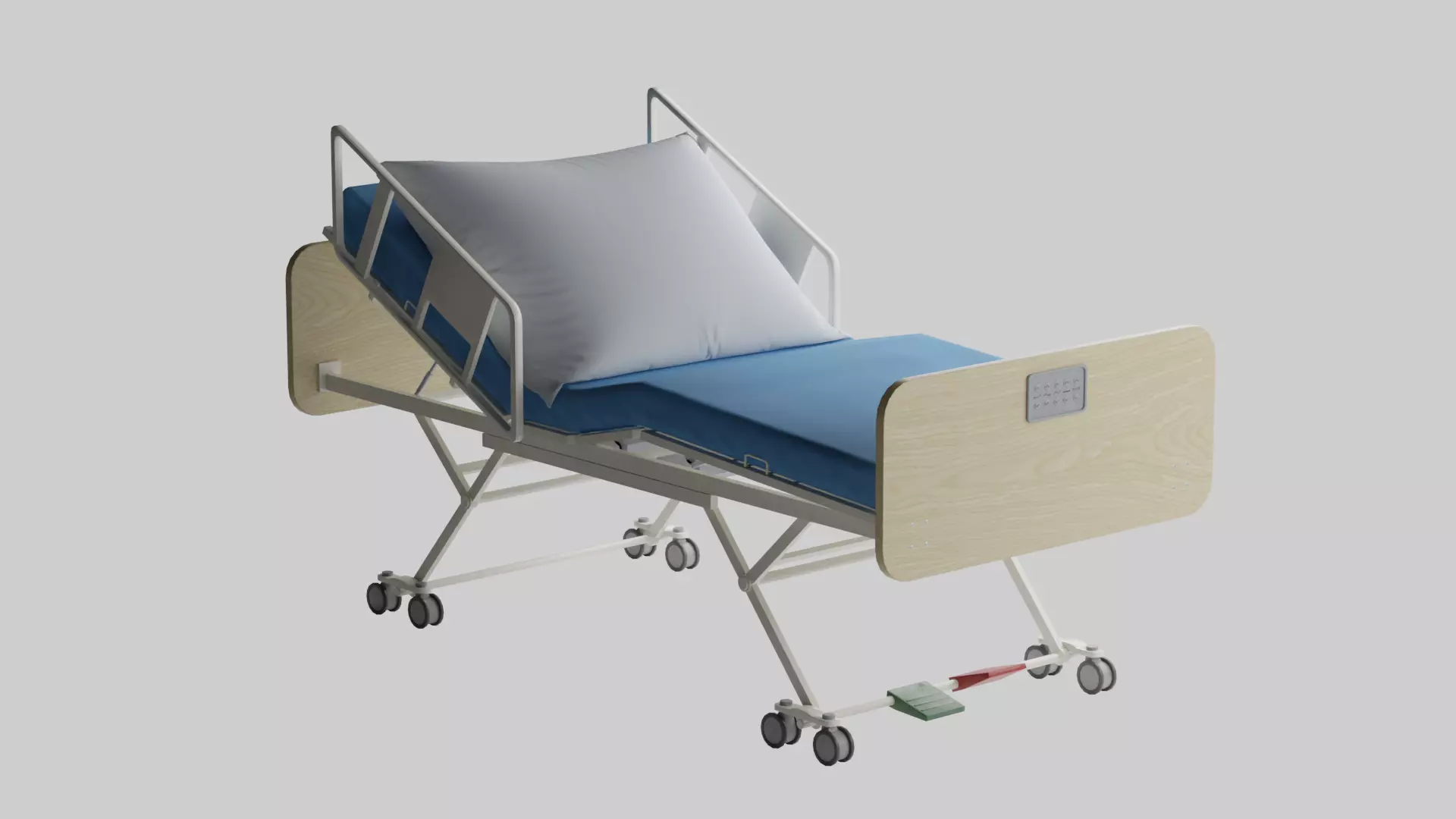 Hospital Bed Low-poly 3D model_0