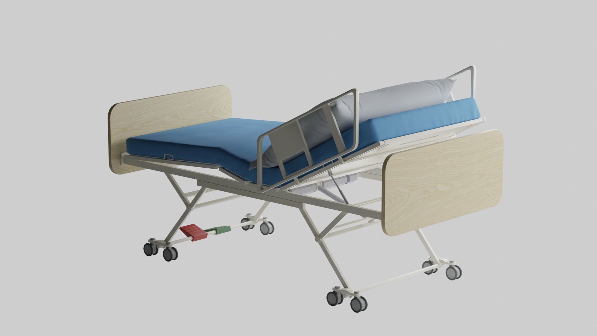 Hospital Bed Low-poly 3D model_7