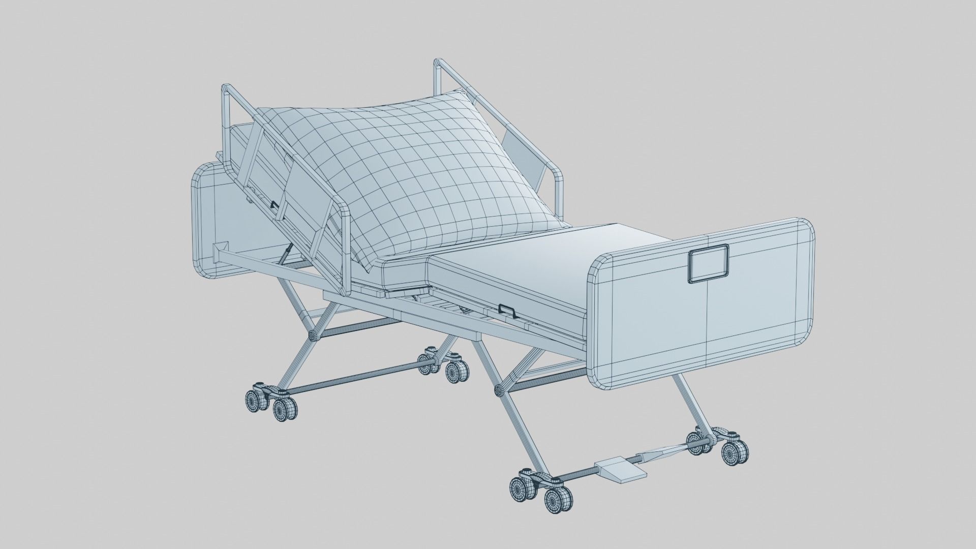 Hospital Bed Low-poly 3D model_11