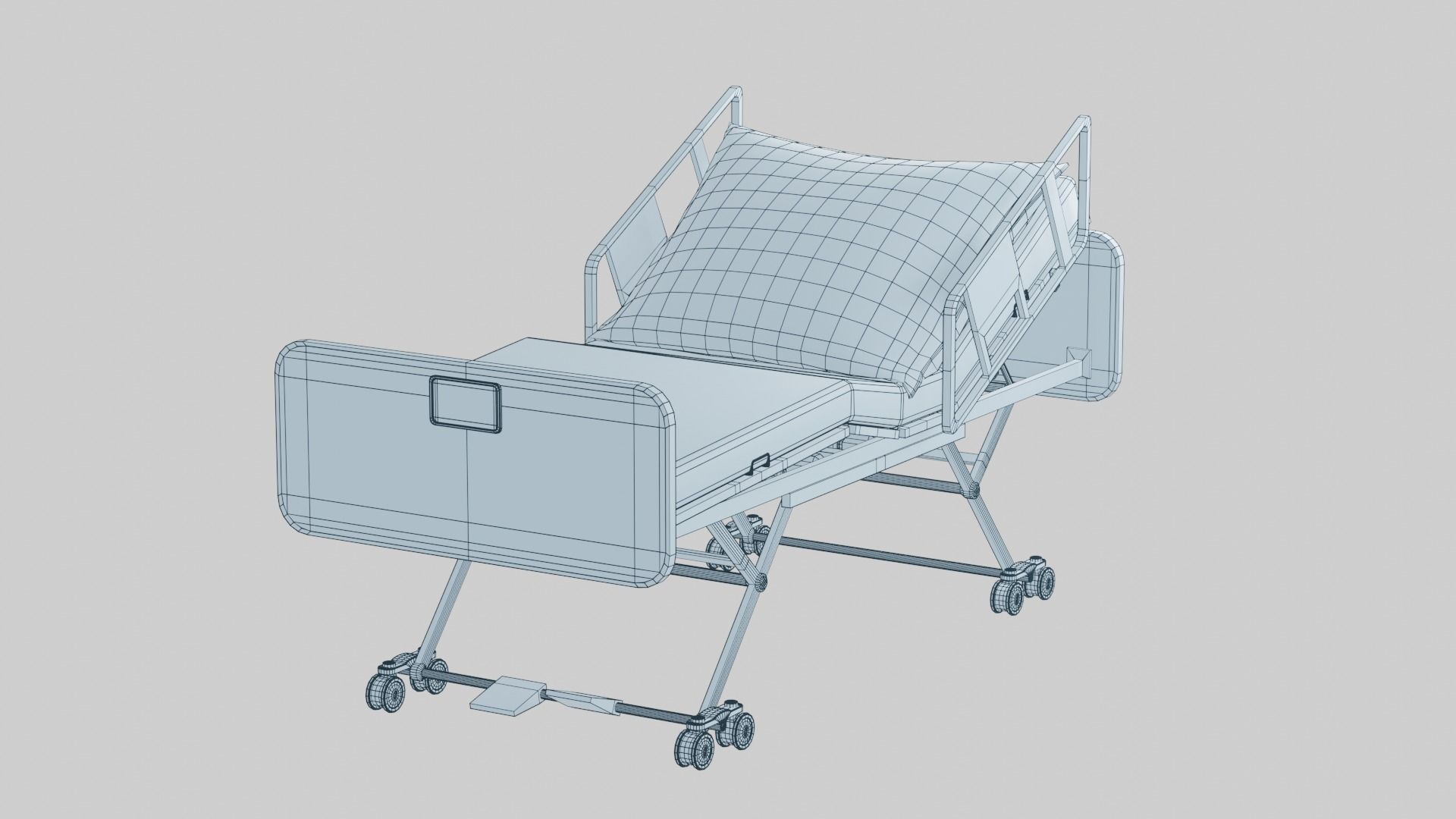 Hospital Bed Low-poly 3D model_14