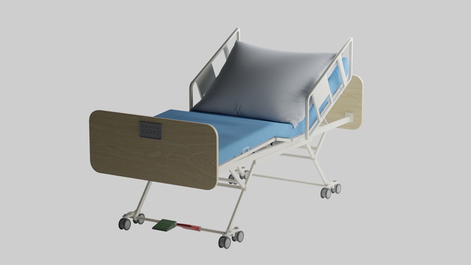 Hospital Bed Low-poly 3D model_4