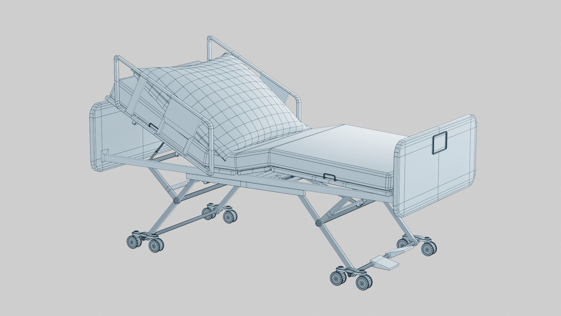 Hospital Bed Low-poly 3D model_20