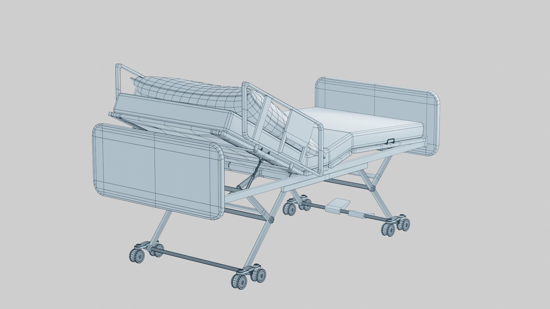 Hospital Bed Low-poly 3D model_18