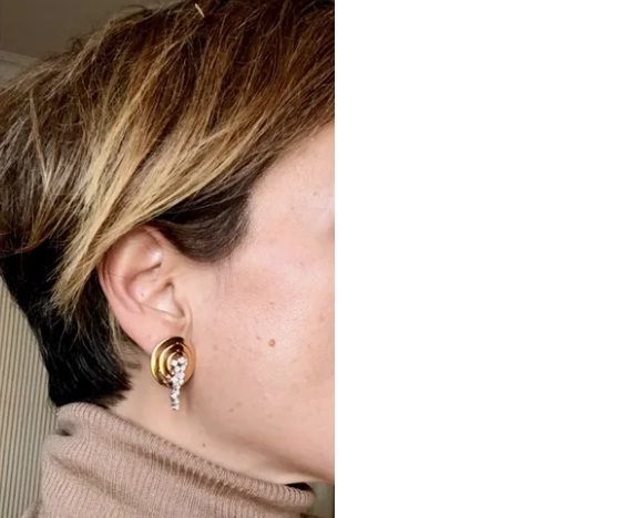 YD247 pair of gold and silver earrings 3D print model_7