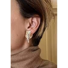 YD247 pair of gold and silver earrings 3D print model_6