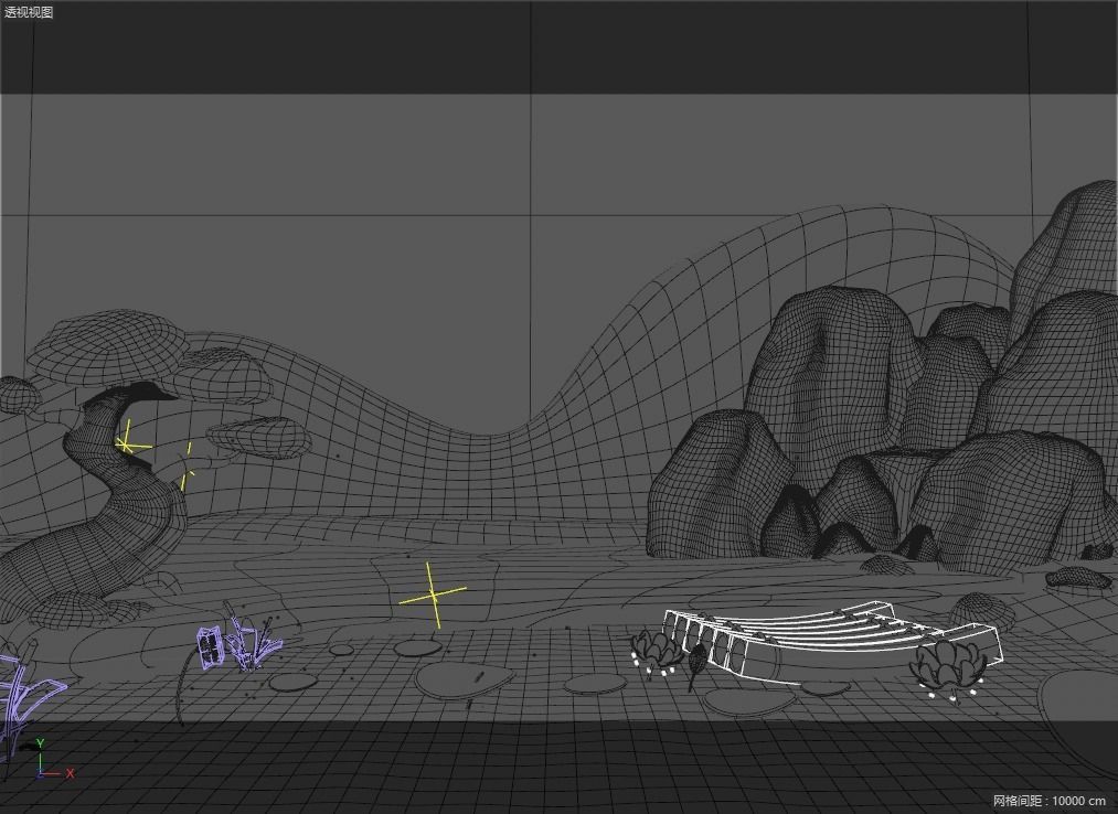 cartoon pond scene 3D model_2