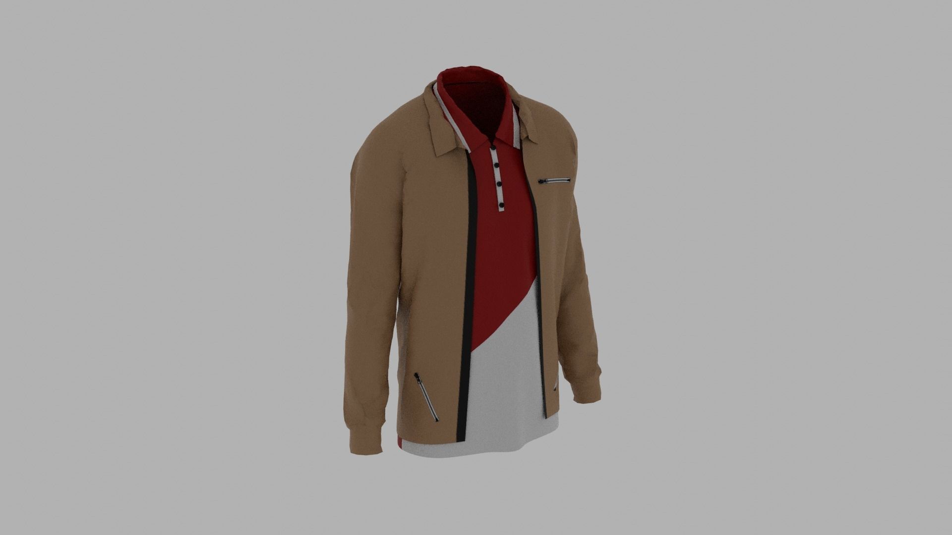 Jacket - T-shirt Low-poly 3D model_3