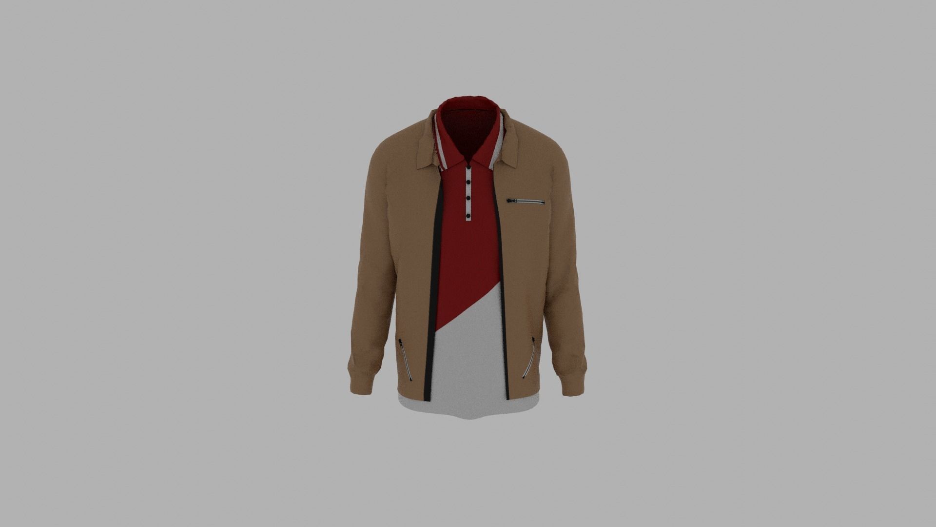 Jacket - T-shirt Low-poly 3D model_4