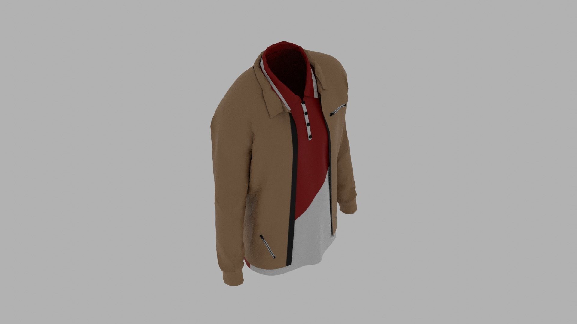 Jacket - T-shirt Low-poly 3D model_6