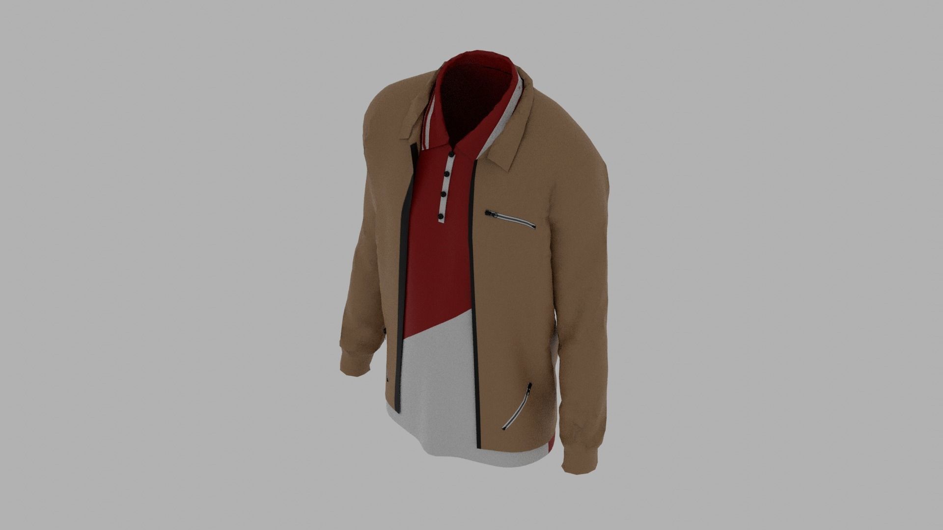 Jacket - T-shirt Low-poly 3D model_5
