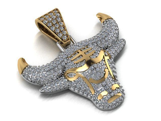 bull necklace 3D print model_8