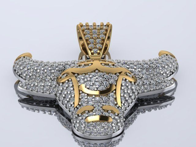 bull necklace 3D print model_17