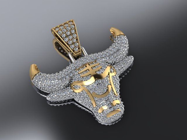 bull necklace 3D print model_13