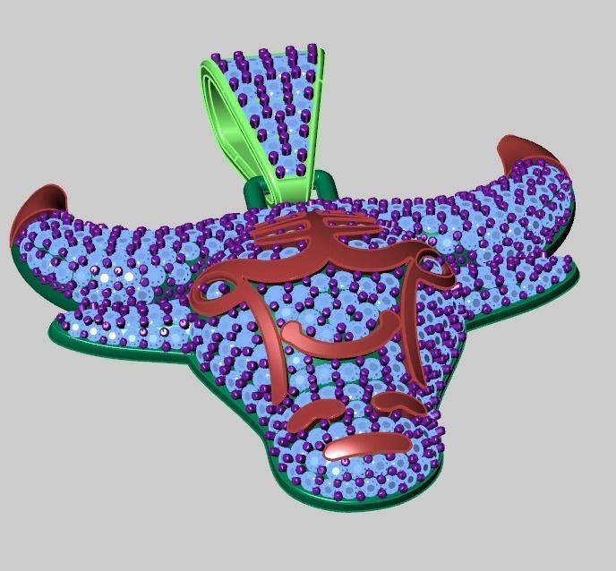 bull necklace 3D print model_9