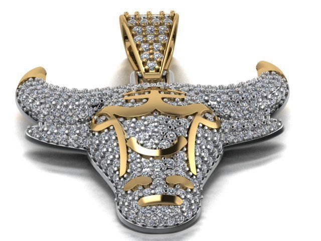 bull necklace 3D print model_10