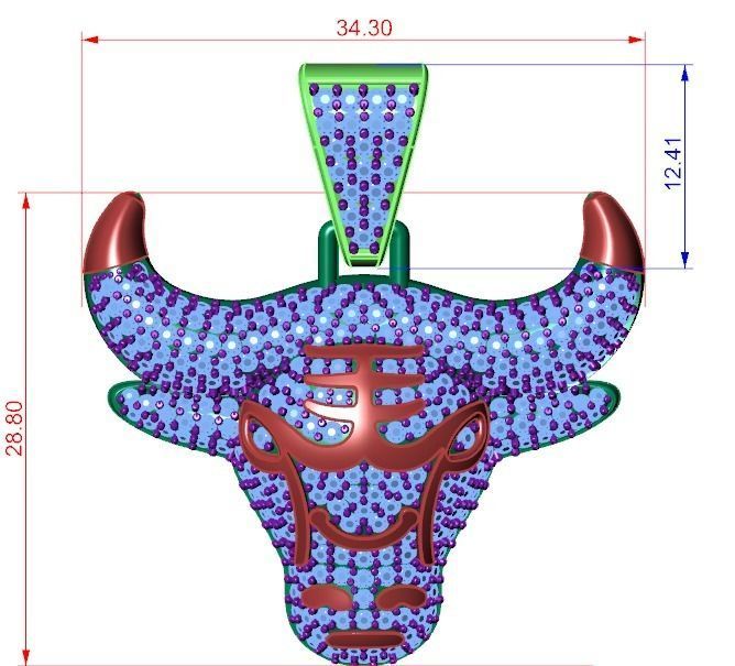 bull necklace 3D print model_3