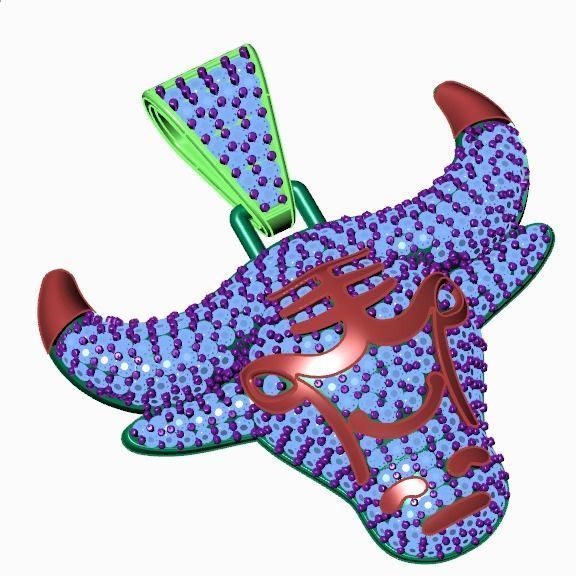 bull necklace 3D print model_7
