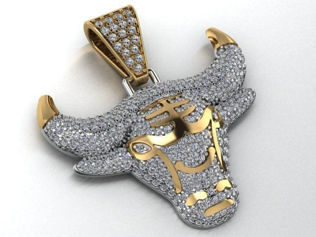 bull necklace 3D print model_6