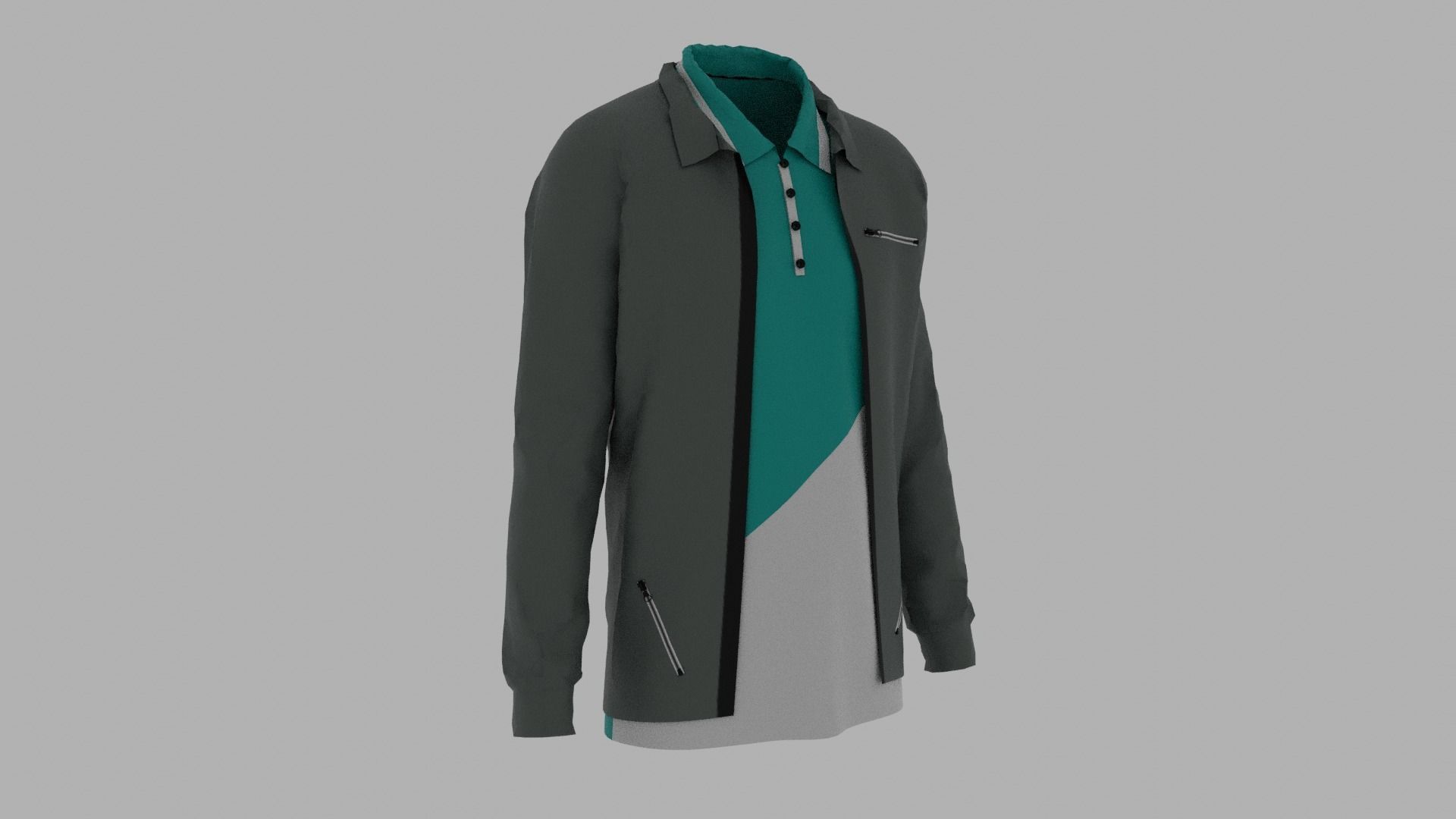 Jacket - T-shirt Low-poly 3D model_2