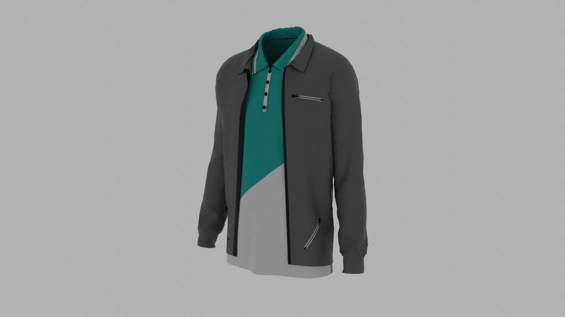 Jacket - T-shirt Low-poly 3D model_1