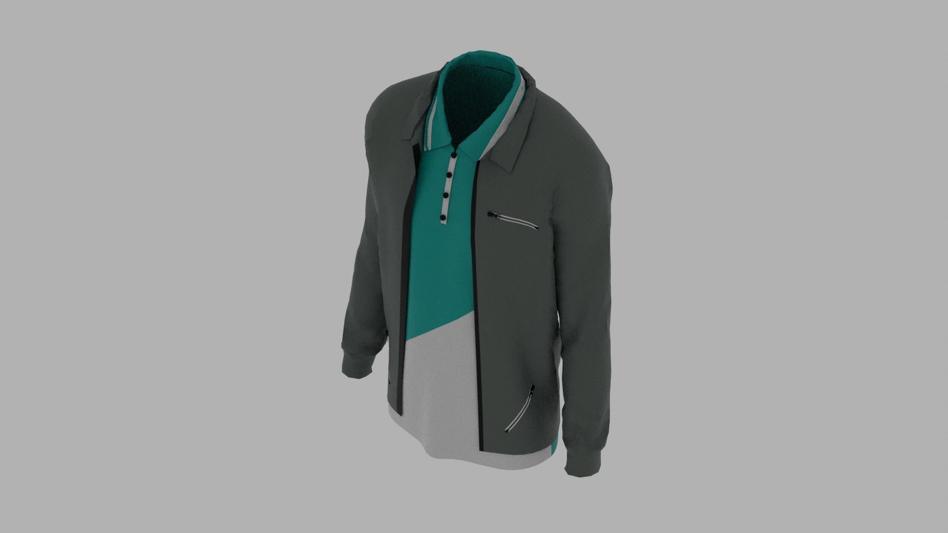 Jacket - T-shirt Low-poly 3D model_5