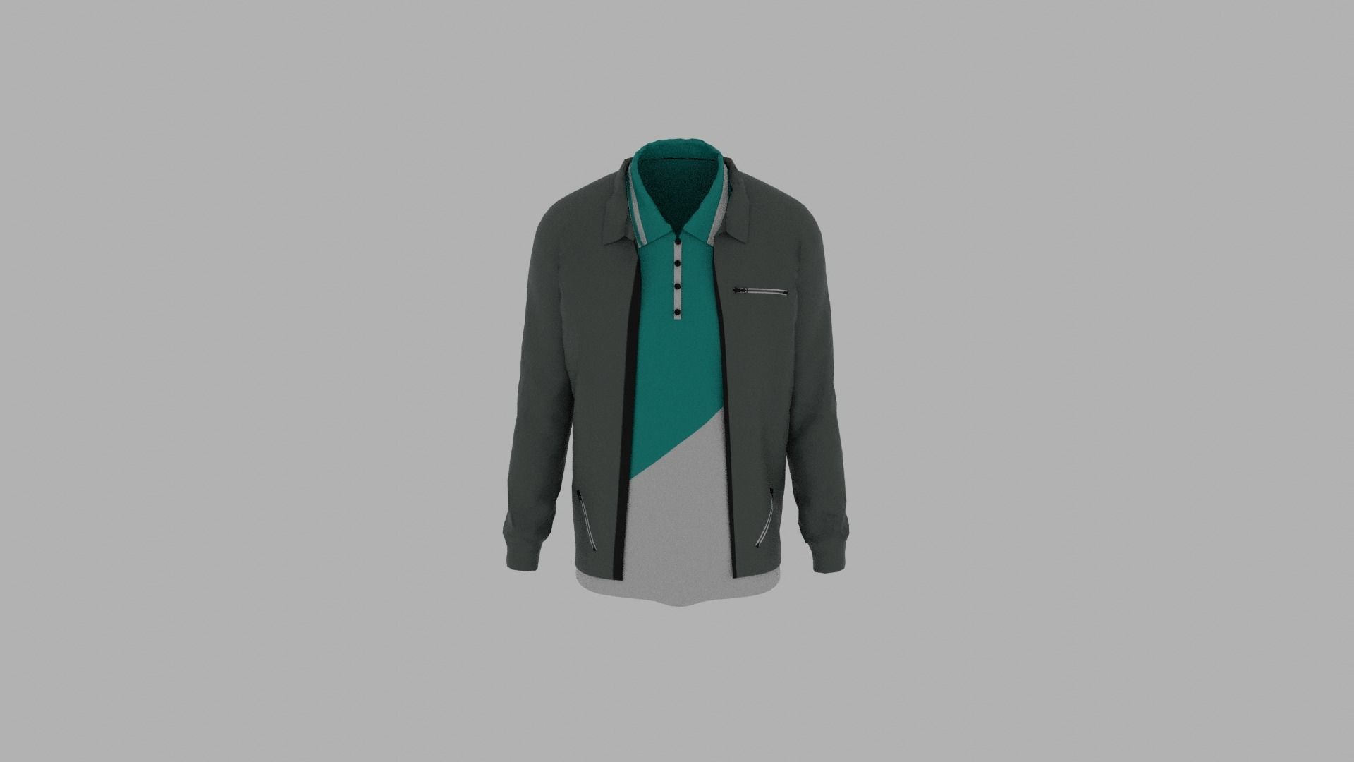 Jacket - T-shirt Low-poly 3D model_4