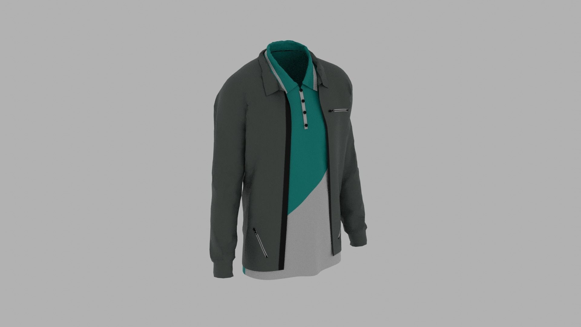 Jacket - T-shirt Low-poly 3D model_3