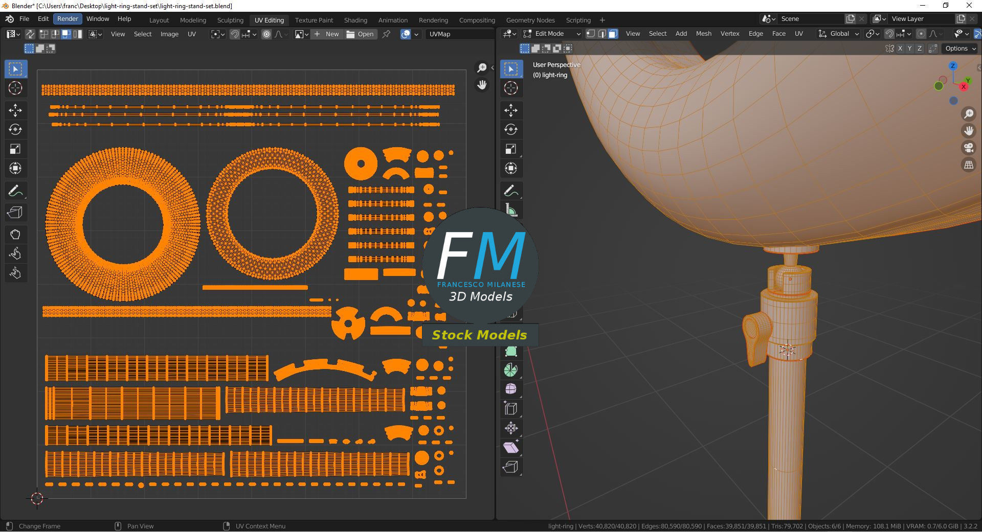 Light ring stand set 3D model_10