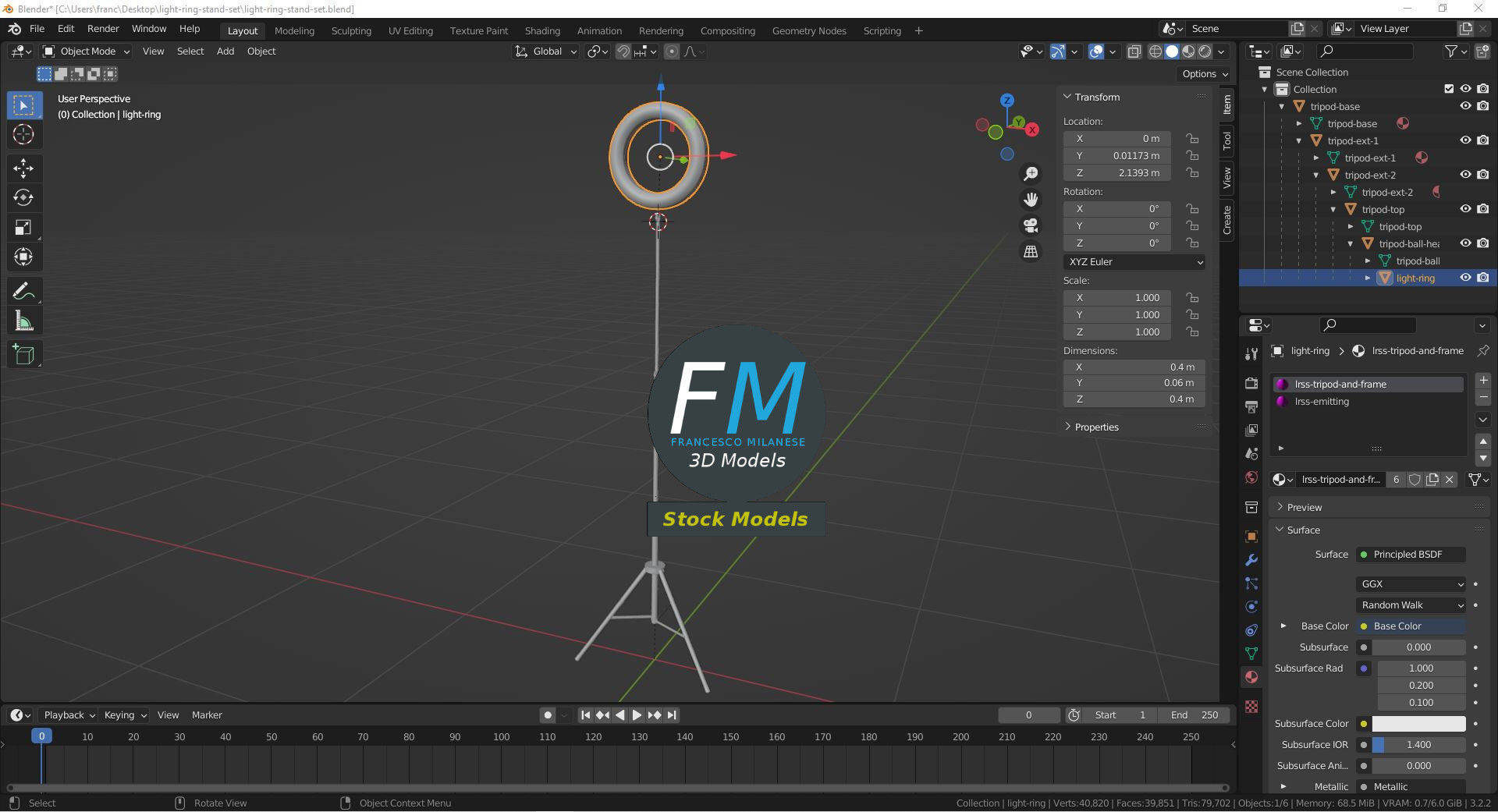Light ring stand set 3D model_9