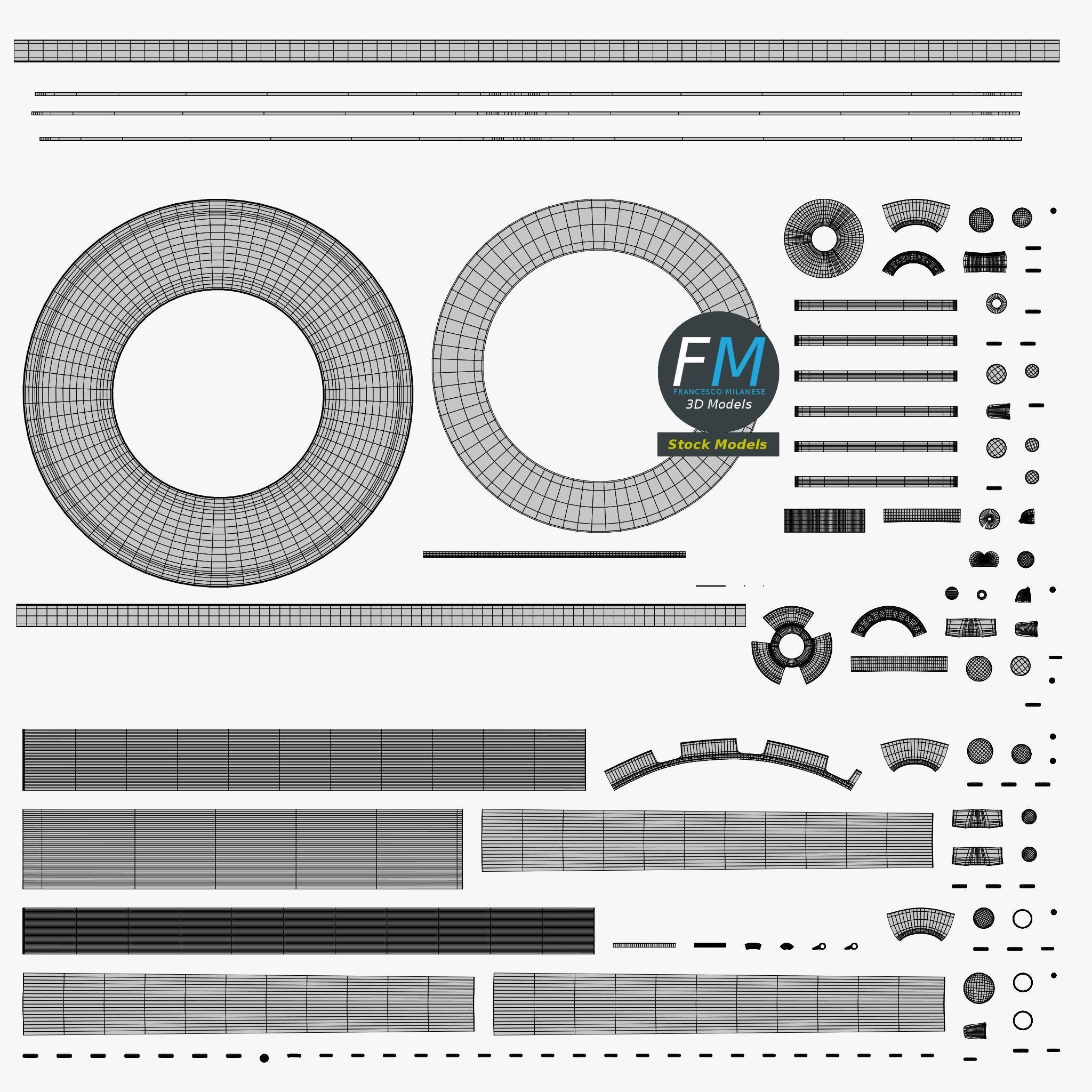 Light ring stand set 3D model_11