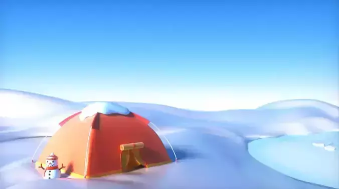 cartoon snow hut scene