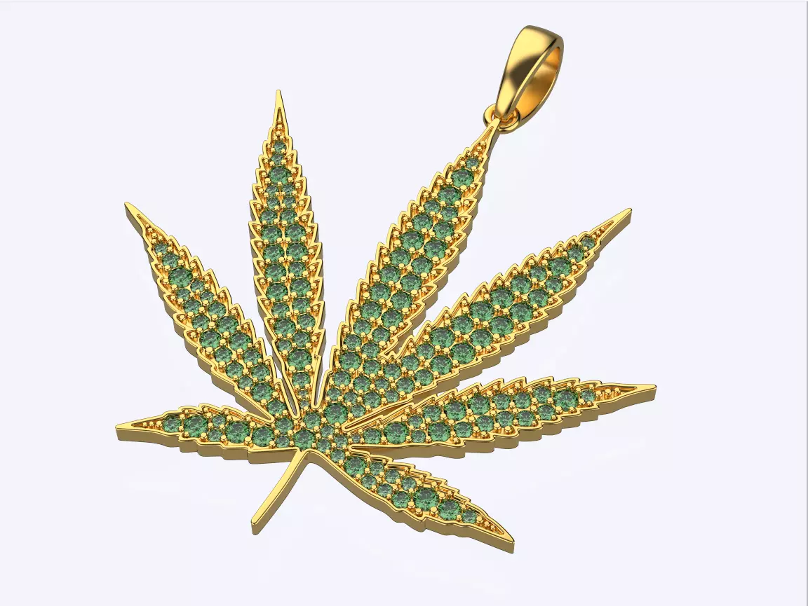 marijuana pendant 3D print model