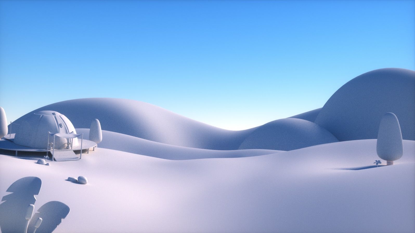 Cartoon forest cabin scene 3D model_4