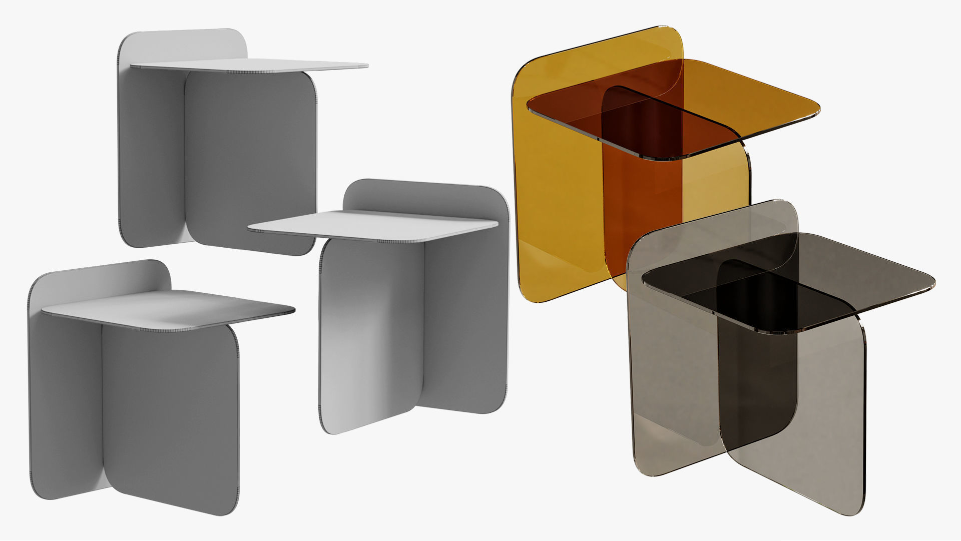 Modern Acrylic Table - Orange - Blue - 3 Colors 3D model_5