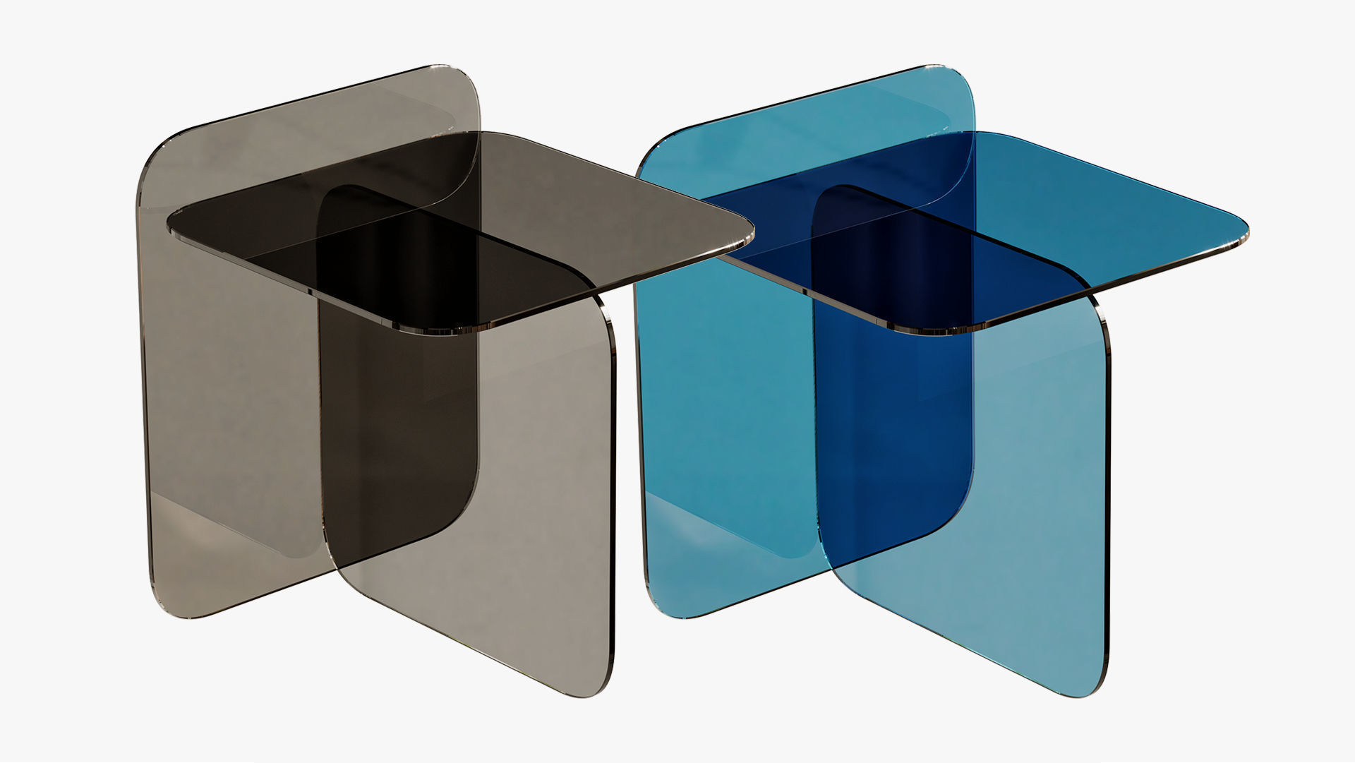 Modern Acrylic Table - Orange - Blue - 3 Colors 3D model_1