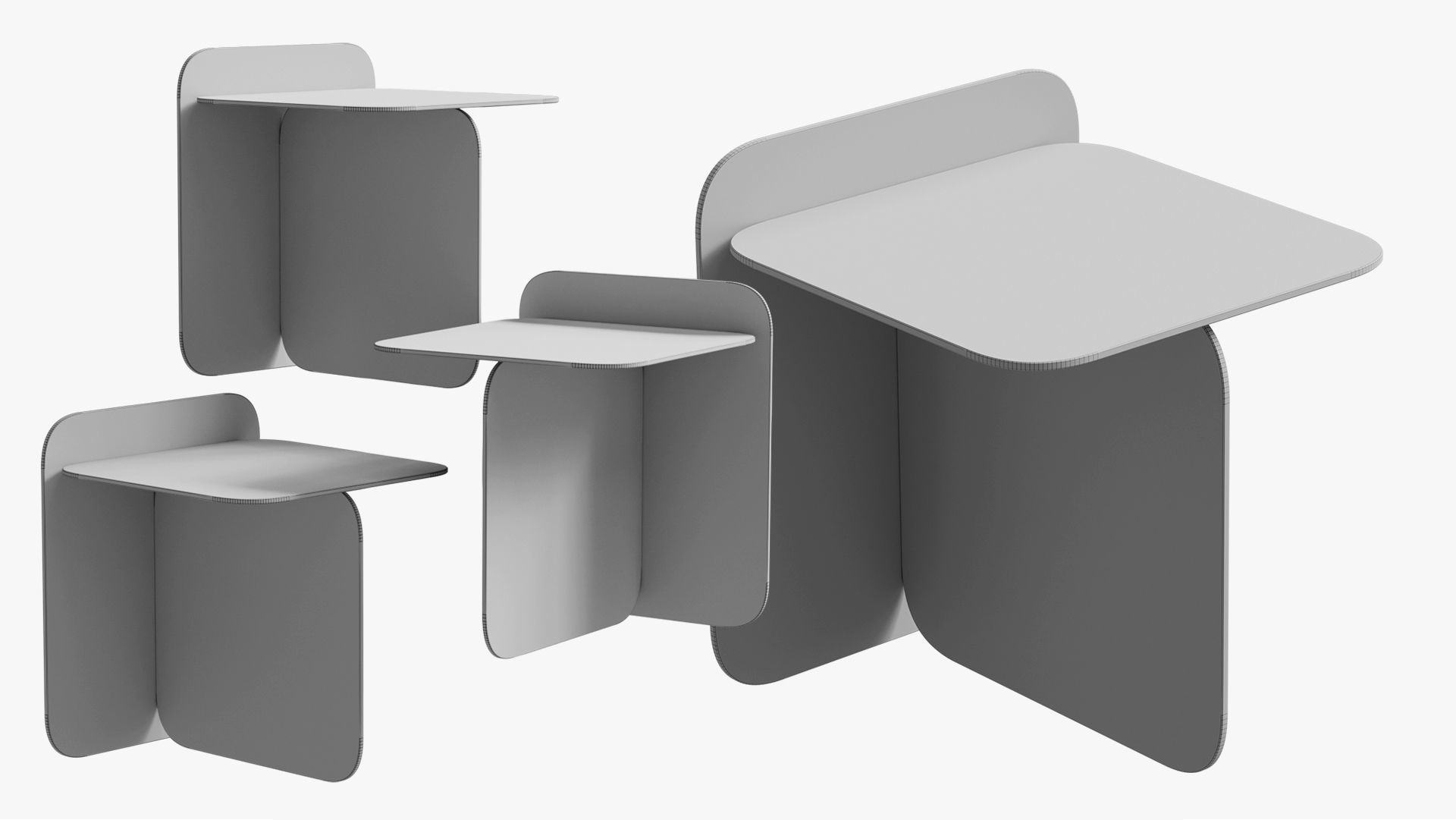 Modern Acrylic Table - Orange - Blue - 3 Colors 3D model_7