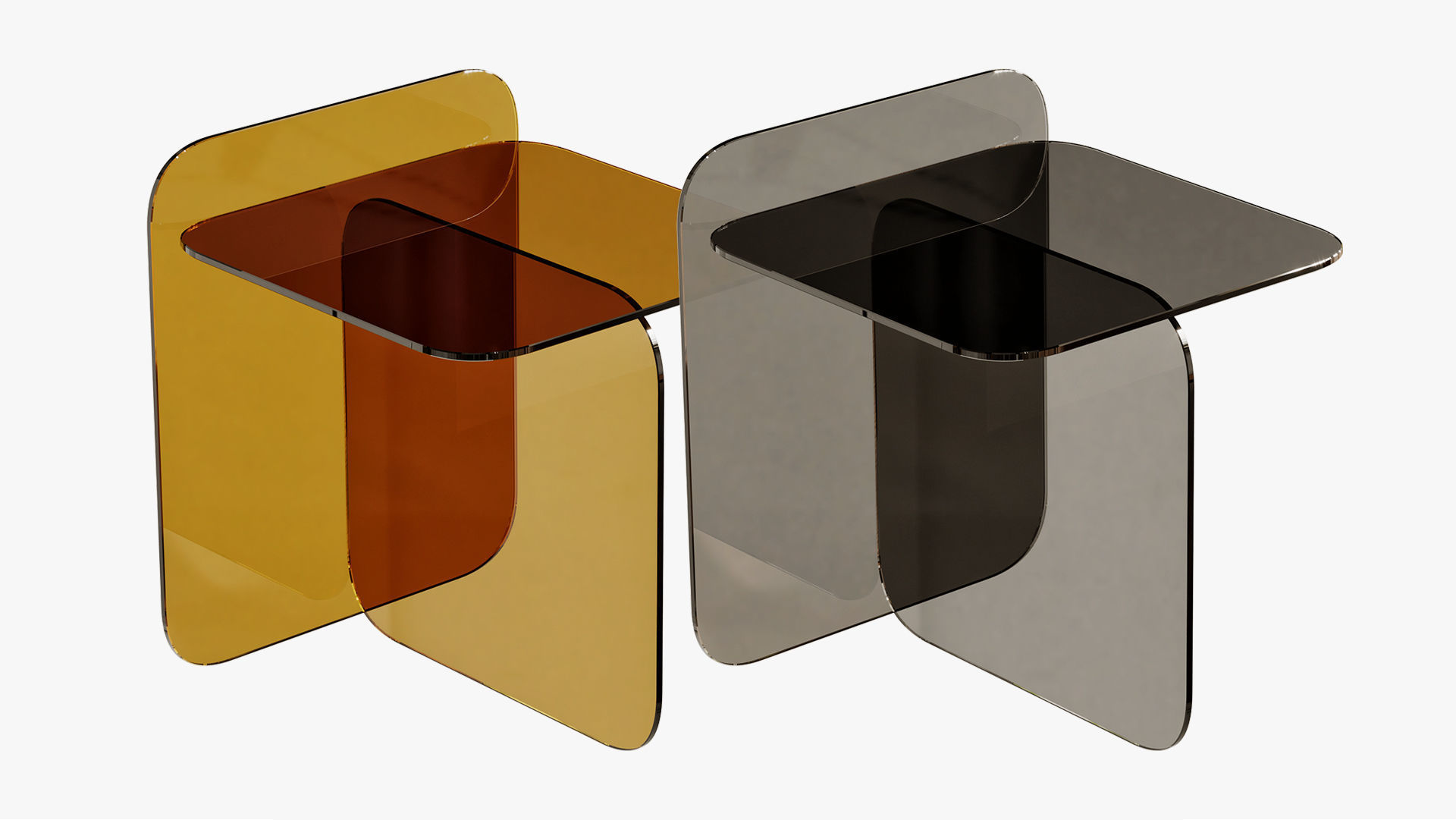 Modern Acrylic Table - Orange - Blue - 3 Colors 3D model_3