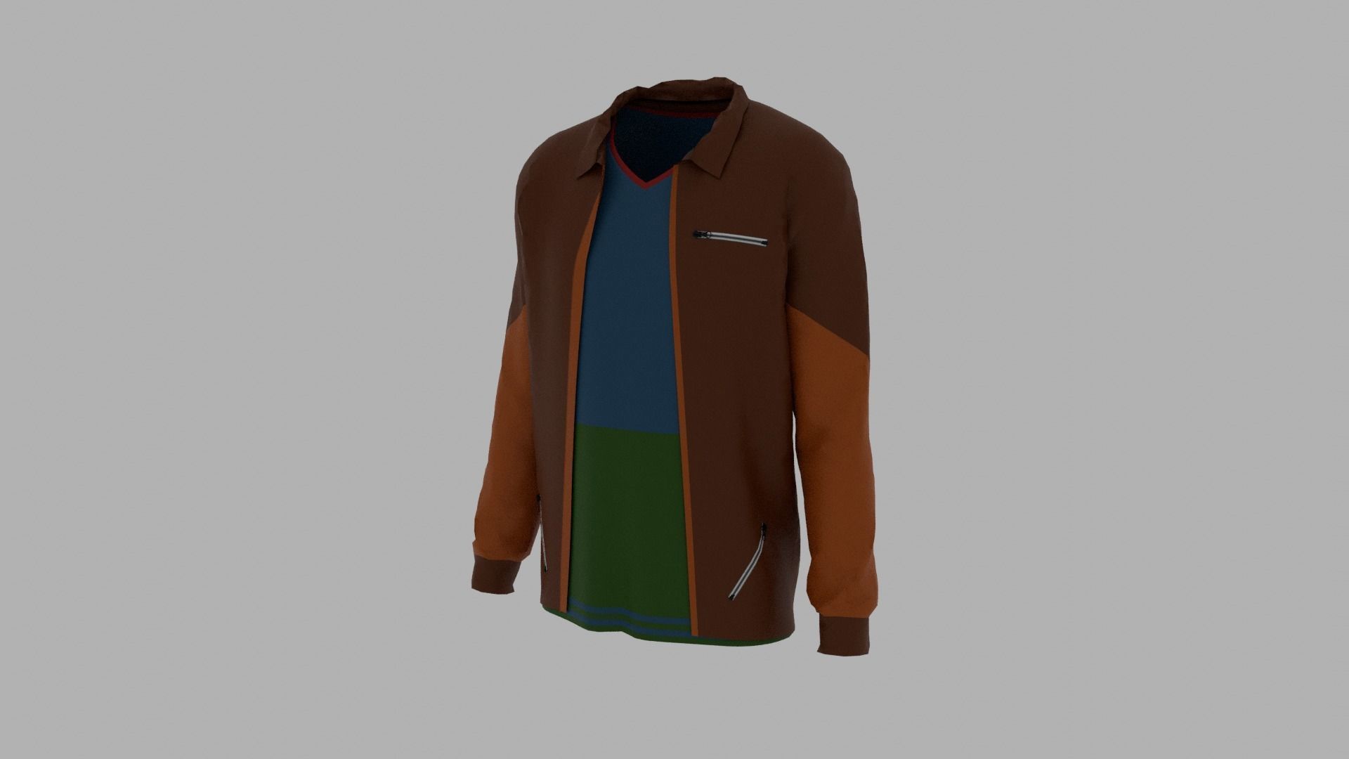Jacket - T-shirt Low-poly 3D model_1