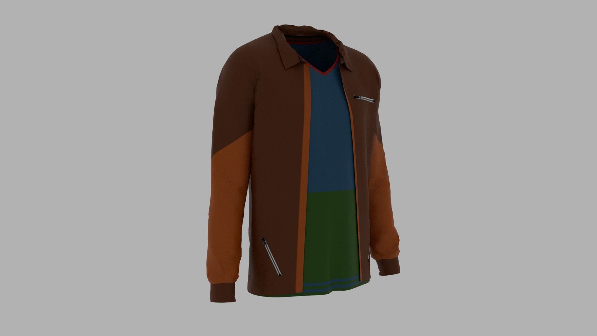 Jacket - T-shirt Low-poly 3D model_2