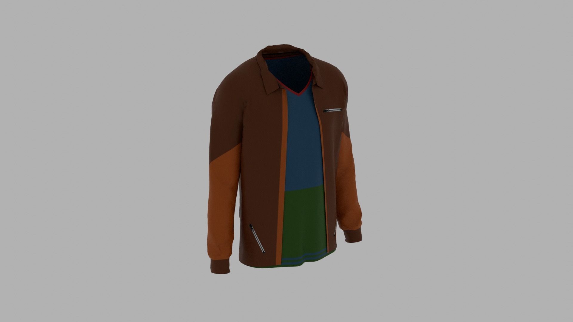 Jacket - T-shirt Low-poly 3D model_3