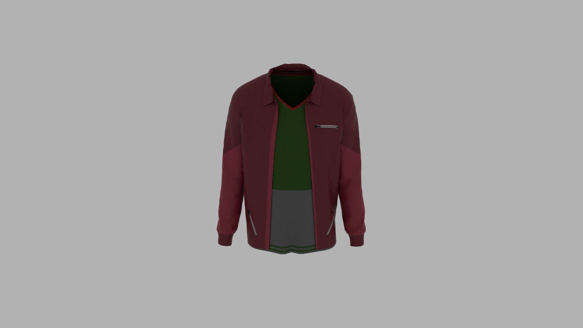 Jacket - T-shirt Low-poly 3D model_4