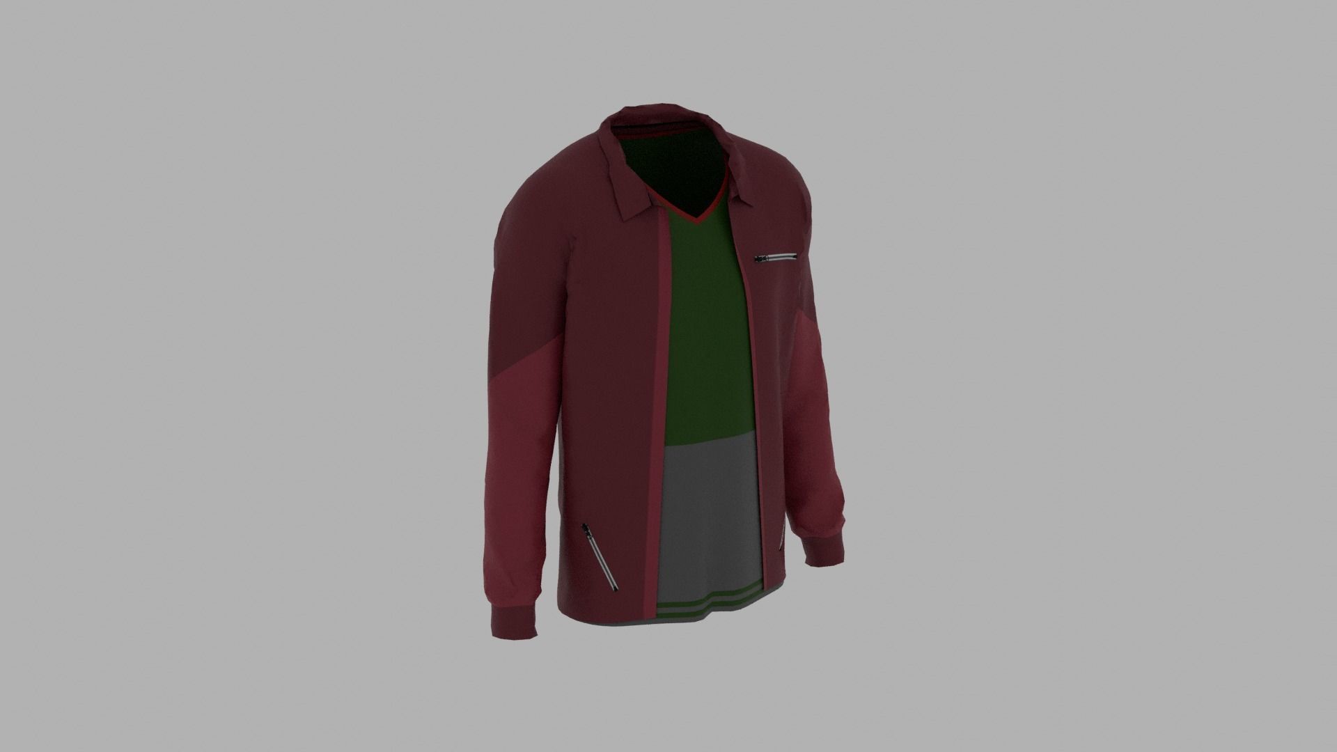 Jacket - T-shirt Low-poly 3D model_3